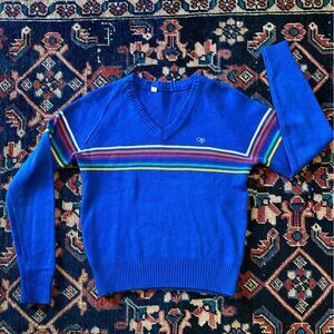 Vintage OP Retro Rainbow Stripe Sweater That 70s Show Stranger Things